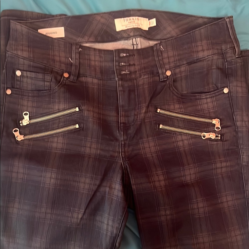Torrid Black Plaid Pants with Zipper Details